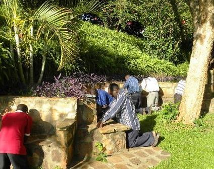 Students meet in Imani Garden on the seminary's campus and put into practice what they learned in the course Christ's Teachings on Prayer.